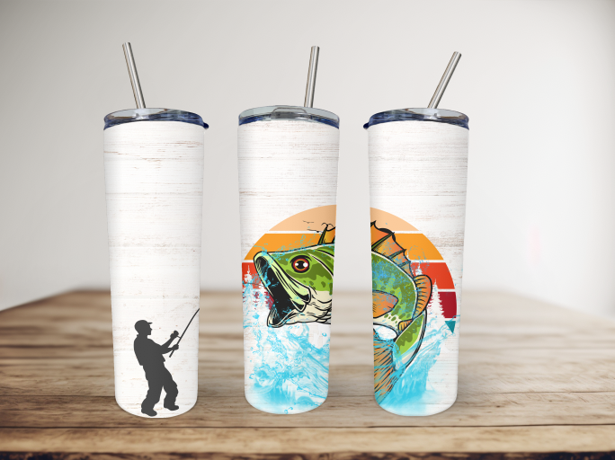 Fishing 20 Ounce Stainless Steel Tumbler, Great Father's Day Gift! Gift!