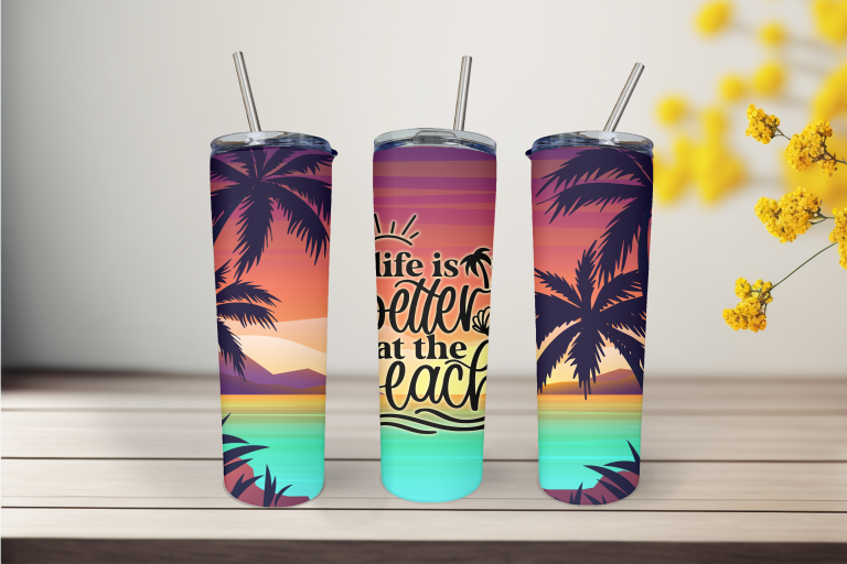 Life Is Better At The Beach 20 Ounce Stainless Steel Tumbler, Great Gift for anyone! Great birthday gift