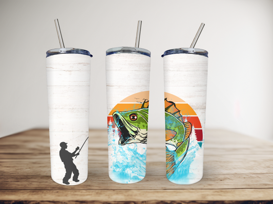 Fishing 20 Ounce Stainless Steel Tumbler, Great Father's Day Gift! Gift!