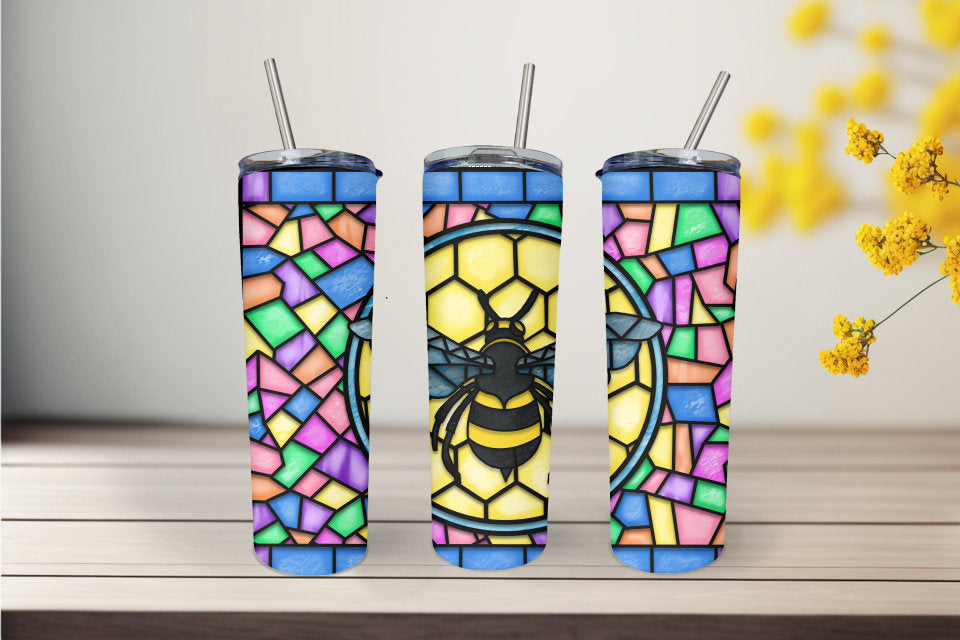 Stainless Glass Bee 20 Ounce Stainless Steel Tumbler, Great Gift for anyone!,  Great birthday gif
